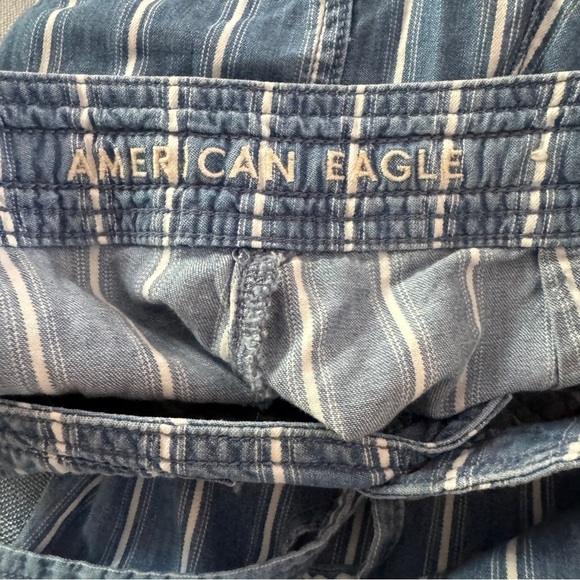 American Eagle Wide Leg Striped Pants with Elastic Tie Waist Size 2 - Picture 7 of 9